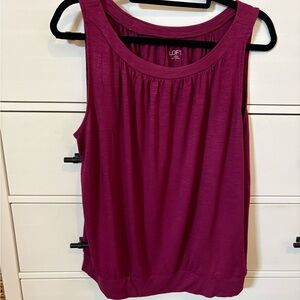 LOFT Sleeveless Gathered Shell Tank - Plum